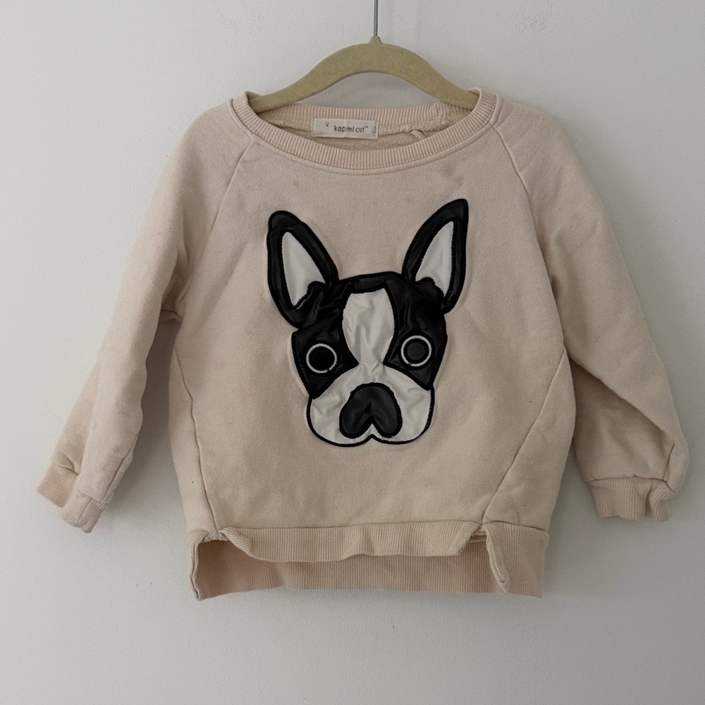 Kids Cute Boston Dog Appliqué Sweatshirt 3-4 years